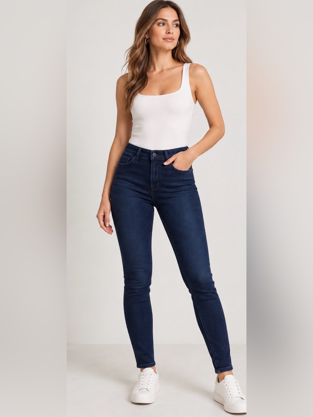 Express Skinny High Rise Dark Navy Stretch Jeans Size 2R